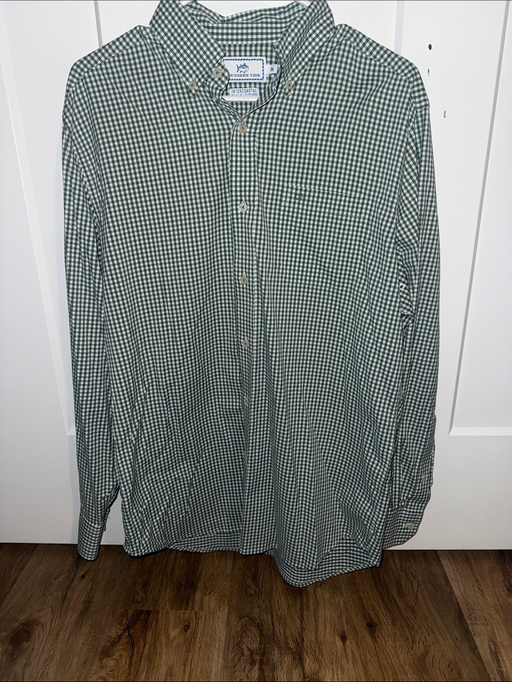 Southern Tide Intercoastal Green Gingham Long-Sleeve Button-Down Shirt